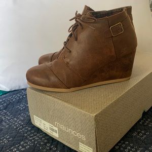 Brown leather booties